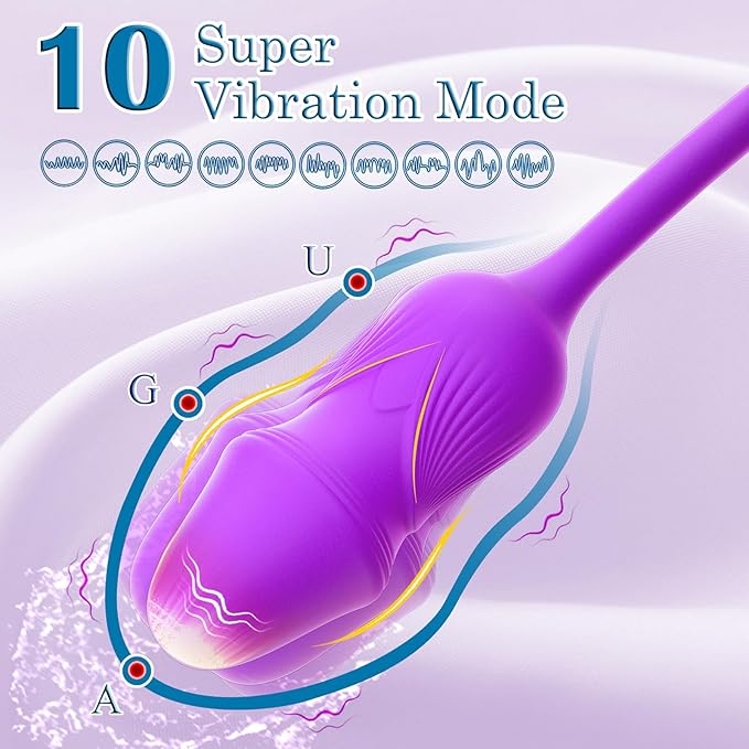 Sex Toy Dildo Vibrator 3in1 for Women - 10 Tongue Licking G Spot & Vibrating Dildo Clitorial Rose Clitoral Nipple Licker Sexual Stimulator, Adult Toys Sex Games for Couple's Pleasure Rose Purple