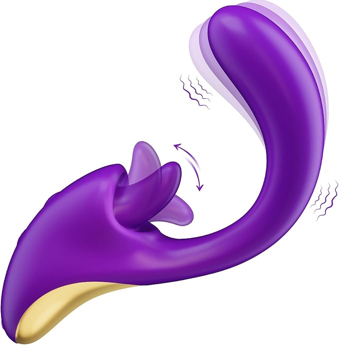 G Spot Vibrator Sex Toys, Thrusting Dildo for Women Couples 2 in-1 Vibrators with 9 Vibrating & Tongue Licking Modes for Clitoral G Spot Anal Stimulation, Purple Adult Sex Toys & Games