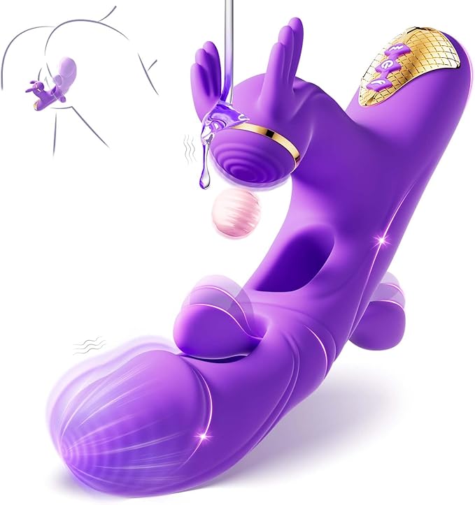 Vibrator Adult Sex Toys for Women - 4IN1 G Spot Vibrator with 10 Vibrating 10 Tapping & 7 Flapping, Female Sex Toys for Clitoral Nipple Stimulator, Rabbit Vibrator Dildo Sexual Pleasure Tools Games
