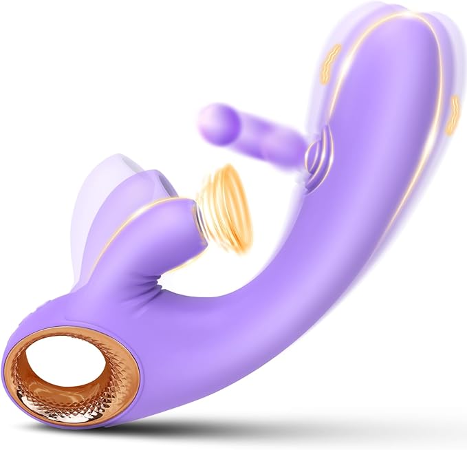 Vibrator Sucking Dildo Sex Toys for Women - 3IN1 G Spot Vibrators Clitoral Nipple Stimulator Silicone Rabbit Vibrators with 8 Sucking & Flapping & Vibrating Modes Adult Sexual Toy for Woman Pleasure