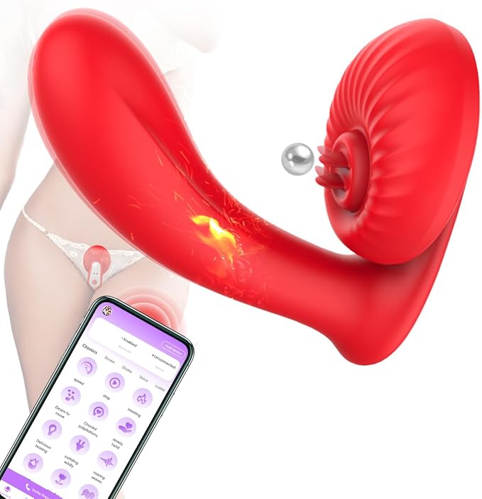Adult Sex Toys for Women Wearable Pany Vibrator, App Remote Control Vibrator Clitoral Butterfly Vibrator with 10 Licking & Vibrating Modes G Spot Vibrator Couples Sex Toys (Red)