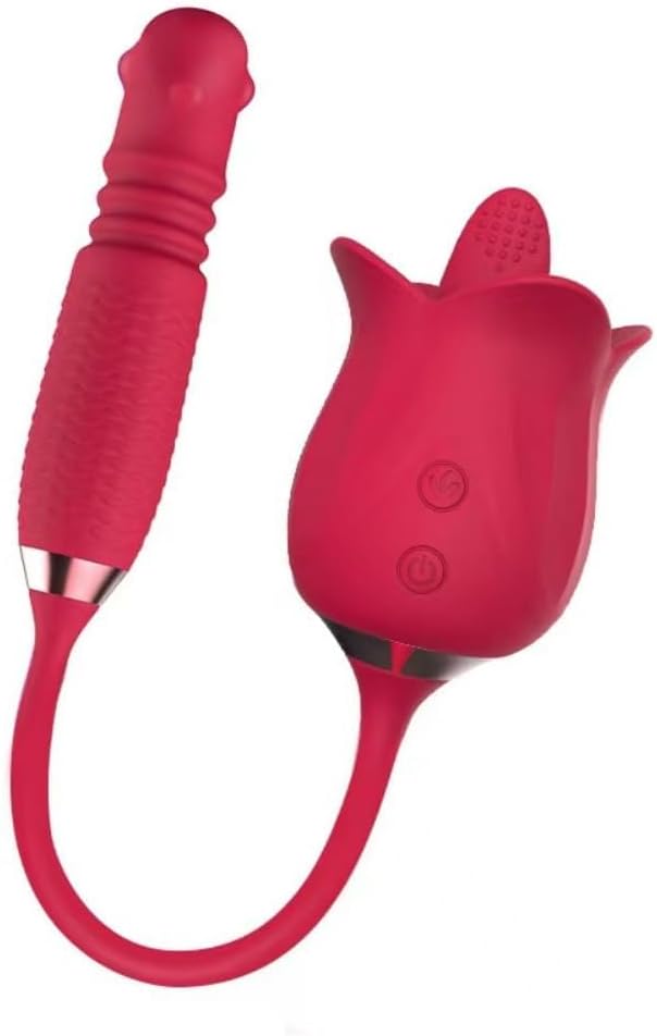 Rose Sex Toy for Womens Sex - 3in1 Upgrade Rose Sex Stimulator for Women- 10 Tongue Licking & 10 Telescopic & 10 Ball Rotation Vibrator Dildo Adult Sex Toys for Couples G Spot Vibrators Clitoral