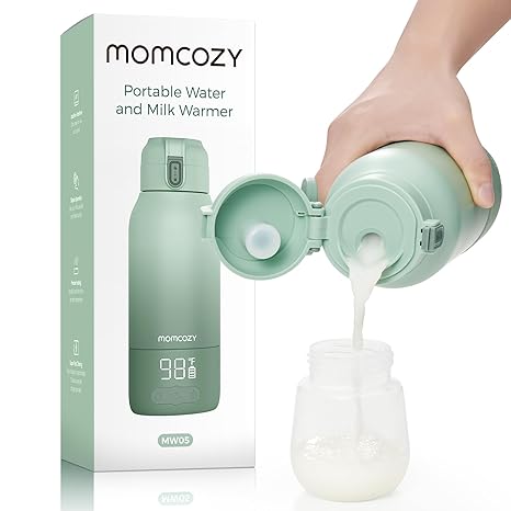 Momcozy Travel Portable Milk Warmer - Dual Heating Mode for Breast Milk and Water, Portable Bottle Warmer, Fast Heating, Long Battery Life, 17oz Large Capacity to Meet Your All-Day Needs