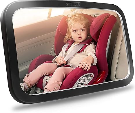 Shynerk Baby Car Rearview Mirror, Rear-Facing Baby Safety Car Seat Mirror, Wide View and Clear, Shatterproof, 360° Rotation, Crash Tested and Certified