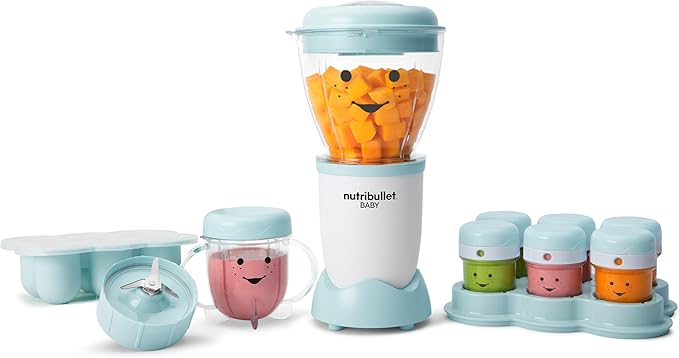 NutriBullet NBY-50100 Baby Complete Food Maker System, 32 oz, White, Blue, Clear