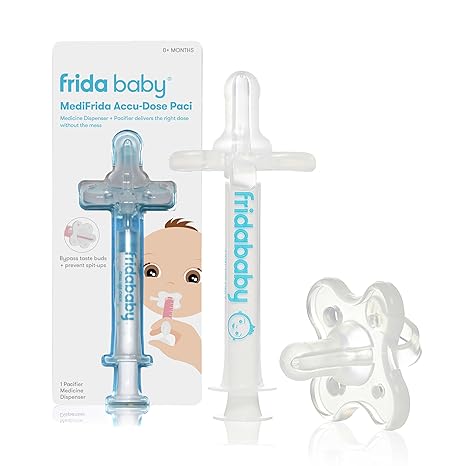 No mess required with the Frida Baby Medication Dispenser, Medi Frida Baby Medication Syringe and Accu-Dose Pacifier