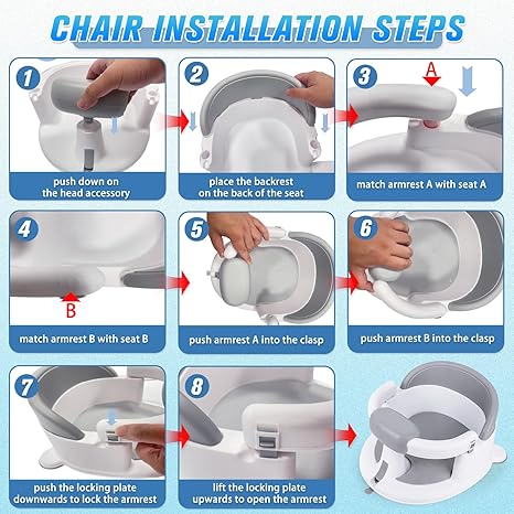 Mostop Baby Bath Seat for Babies 6 Months & Up, Baby Bath Tub Seat with Suction Cups, Non-Slip Toddler Bath Seat with 3 Suction Cup Spinner Toys, Bath Seats for Babies Sitting Up, Open Design