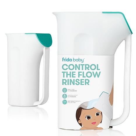 Frida Baby Control The Flow Bath Rinse Cup | Wash Hair + Body | Bath Time Rinse Cup with Easy Grip Handle + Detachable Rain Shower