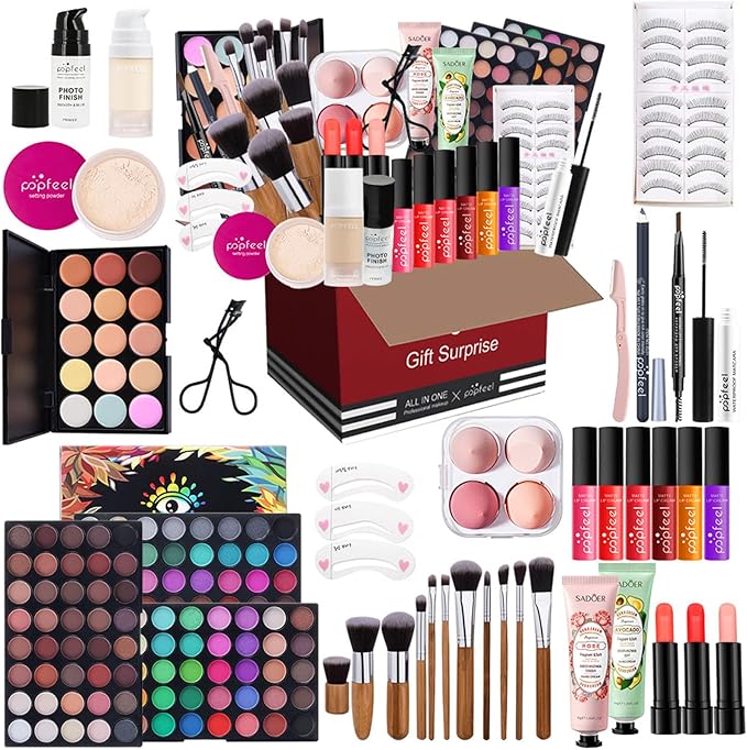 VolksRose Makeup Kit for Women Full Kit, Multipurpose All in One Makeup Gift Set with Eyeshadow Palette Lipstick Concealer Blush Mascara Eyeliner Face Powder Lipgloss Brush