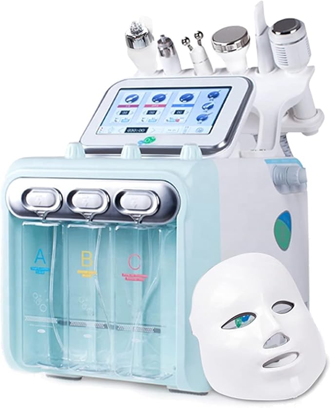 BRÜUN Hydrogen-Oxygen Facial Machine – A 7 in 1 Multifunctional Hydra Face Care Device for Skin Moisturizing – A Vacuum Cleaning Jet for Home and Beauty Salon