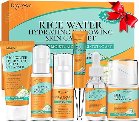 Skin Care Set,Women Teen Milk Skincare Rice Water Hydrate Glow Repair Anti-Aging Facial Routine Kit Gift Set for Women Mom Wife Teenager Girl Birthday Gifts Trendy Stuff Mothers Day Christmas Gifts